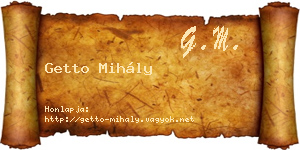 Getto Mihály névjegykártya